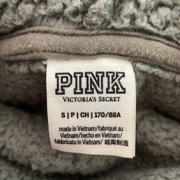 PINK Victoria’s Secret Half Zip Fleece Teddy Pull Over Shake Green Size Small - Picture 6 of 9